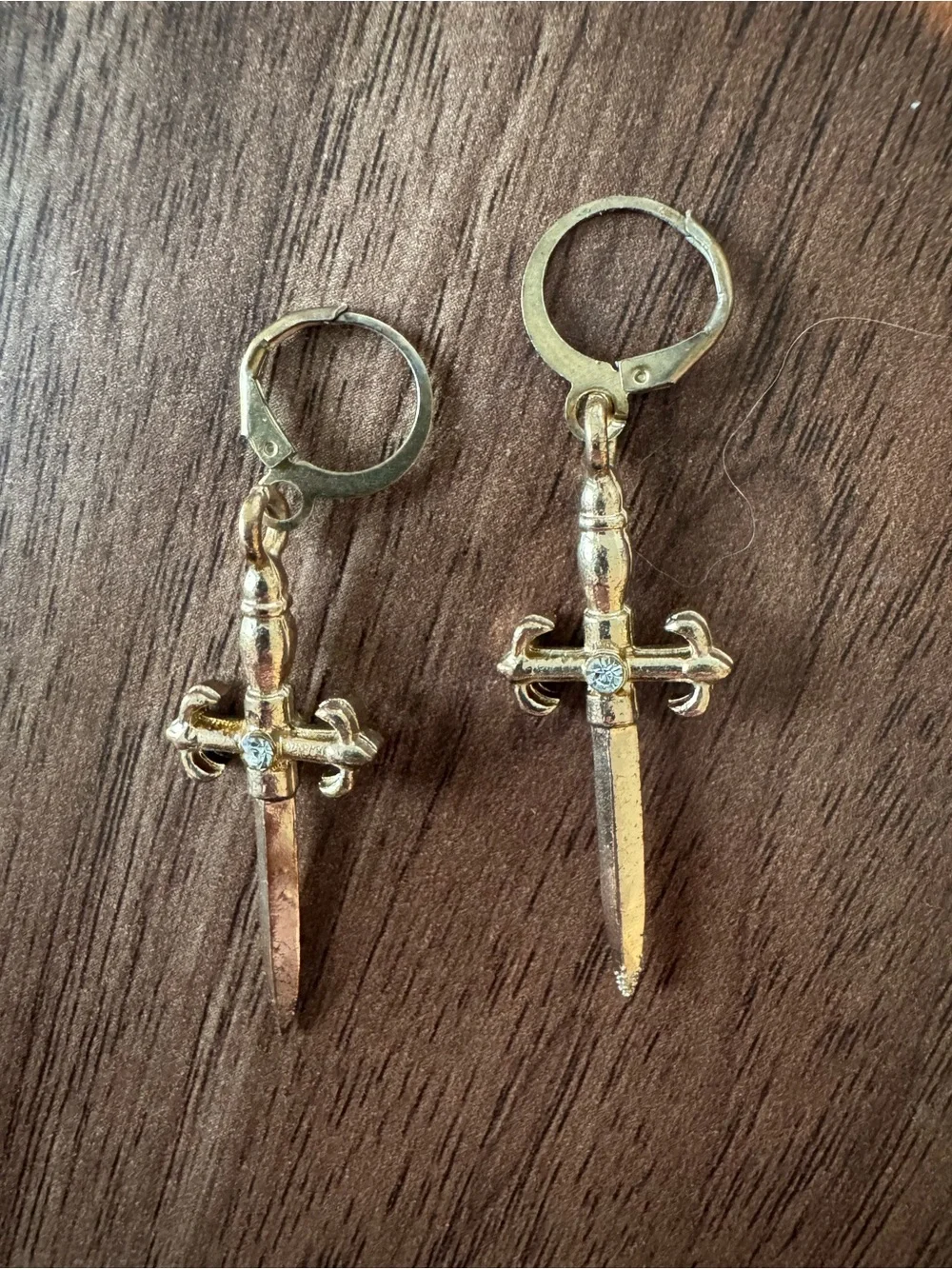 Gold Dagger Drop Hoop Earrings - Women Jewelry Earrings